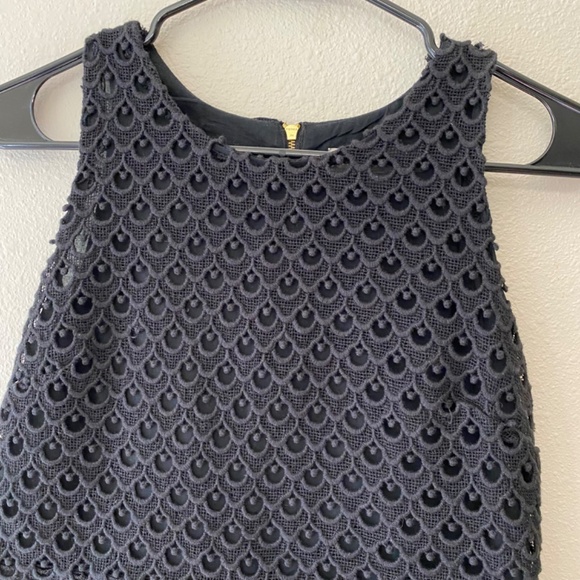 Loft Black Cotton Linen Blend Sleeveless Lace Bodice Flared Skirt Dress Size 4 - Picture 2 of 9